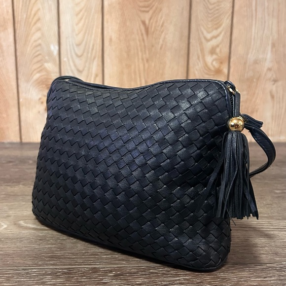 Ganson vintage weaved black leather shoulder bag - Picture 2 of 11